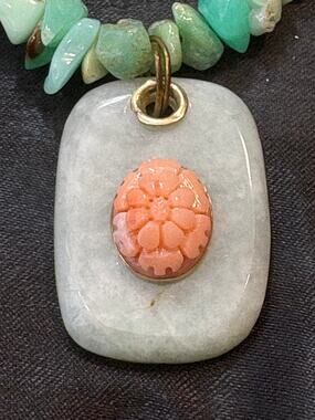 Vintage Jadeite Pendant Necklace 54g 1.25in Stone